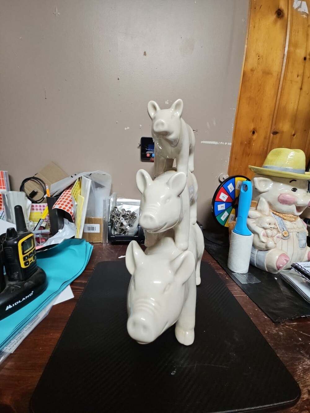 Stacked Ceramic Pig Trio Figurine